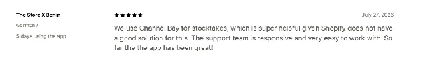 The Store X Berlin review of Channel Bay for stocktakes